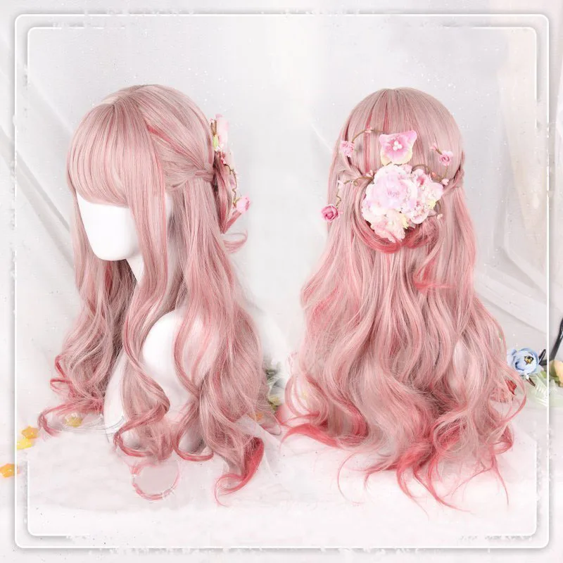 65cm Lolita Peruca Sintetica Harajuku Dulce Drăguț Roz Culoare Gradient Sintetic Rezistent la Căldură Parul Lung pentru Adulți Fata Reglabile