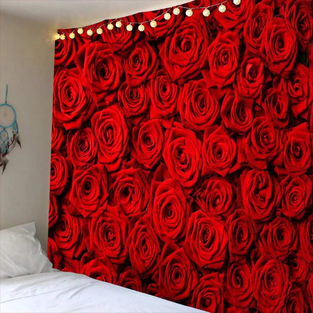 3D Tapiserie de pe perete trandafir Roșu Nunta Cuvertură de pat de Cămin Capac Prosop de Plajă Fondul Cameră Arta de Perete mai Multe dimensiuni