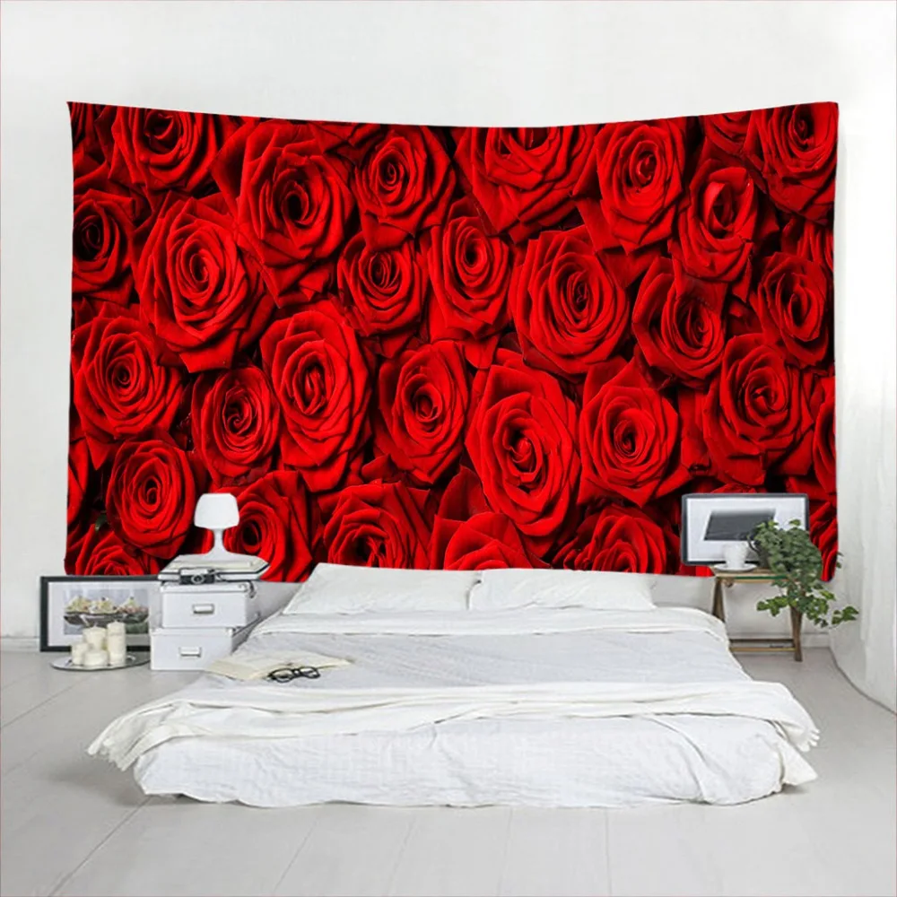 3D Tapiserie de pe perete trandafir Roșu Nunta Cuvertură de pat de Cămin Capac Prosop de Plajă Fondul Cameră Arta de Perete mai Multe dimensiuni