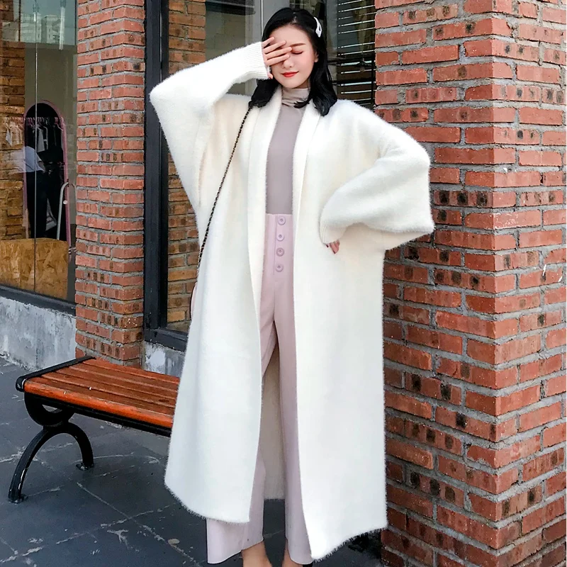 2020 Toamna Iarna Femei Moale Nurca Cașmir Pulover Lung De Moda Liber Casual Supradimensionate Cardigan Gros De Lână Cald Haine Tricotate
