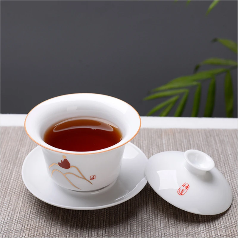 De înaltă calitate Alb Bone China Gaiwan Set de Ceai, Kung fu Teaset Ceainic,Călătorie Ceramice Set de Ceai,din Portelan Chinezesc Gaiwan cupa