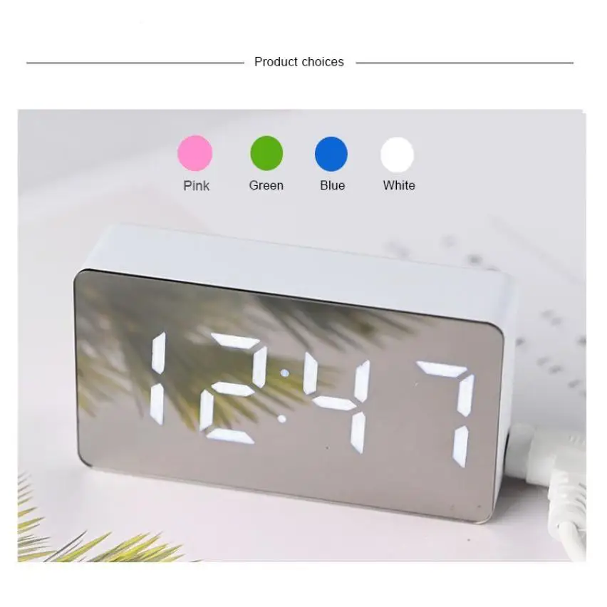 2020 Mini LED Oglindă Ceas de Masa Digital Data de Afișare a Temperaturii pentru Casa Dormitor Desktop Ceas cu Alarma Electronic Patru Culori