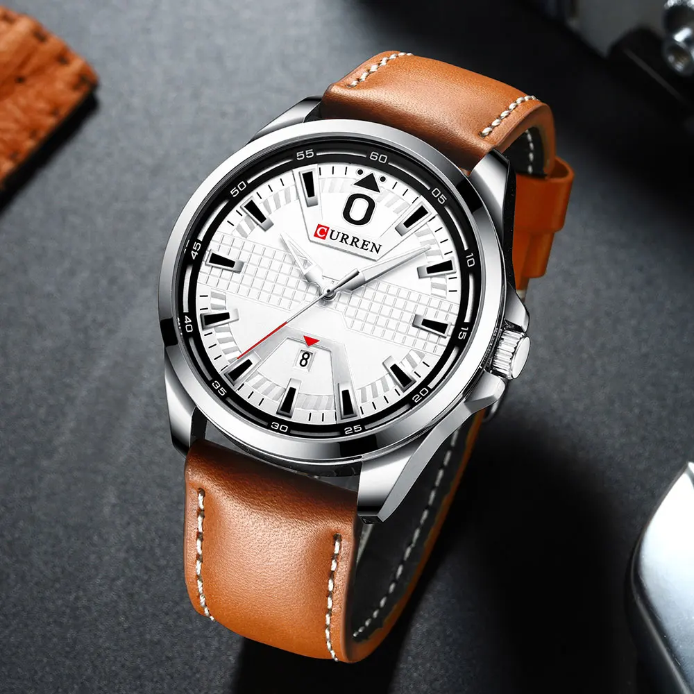 CURREN de Lux pentru Bărbați Ceas Moda Ceas Quartz Casual de Afaceri de Brand Ceas Kaki din Piele rezistent la apa Om de Sport Ceasuri