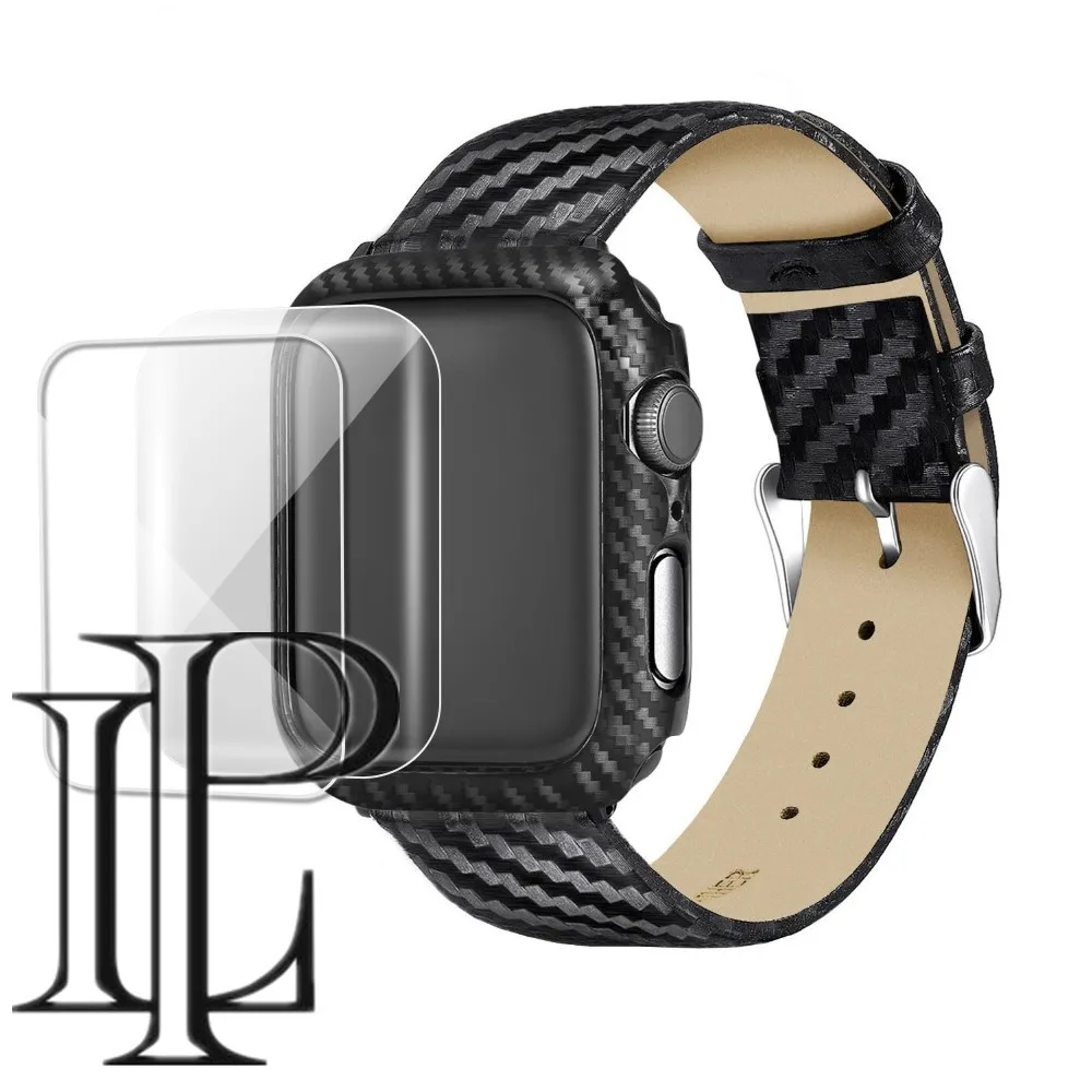 Fibra de Carbon Caz+Curea Pentru Apple watch band 5 4 3 44mm 40mm iWatch trupa 42mm/38mm curea Bratara pentru Apple watch 5 4 3 2 1