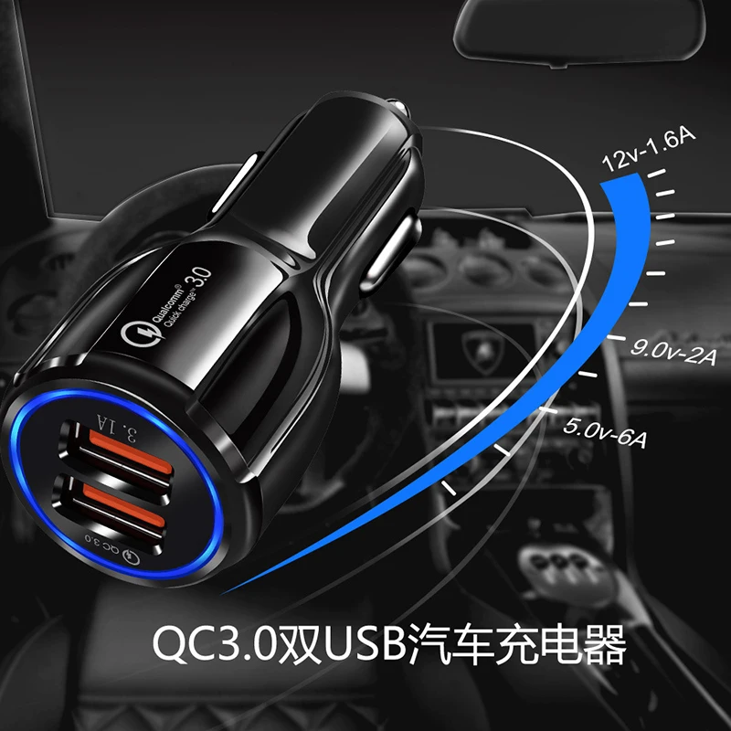QC 3.0 cu Încărcare Rapidă Încărcător Auto Dual Port 3.1 UN Încărcător USB pentru Xiaomi iphone 7 8 x Samsung s9 s10 Huawei Inteligent Încărcător Rapid Hub