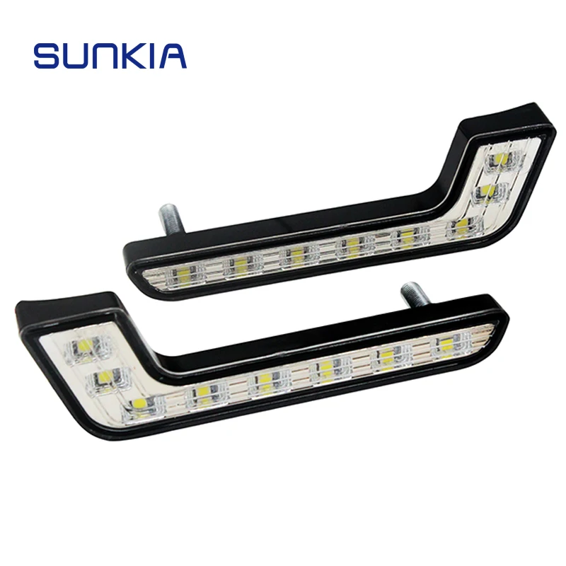 SUNKIA 2 buc/Set Auto Auto L-Tip DRL Super-Luminos Lampă Cu On/Off Funcția de Ceață Impermeabil Daytime Running Light LED