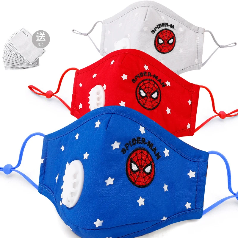 3 BUC Copil Masca Disney Minnie Bumbac Masca Minune pentru Copii Mască de PM2.5 Anti-praf Lavabile Refolosibile Masca cu 6 Filtre