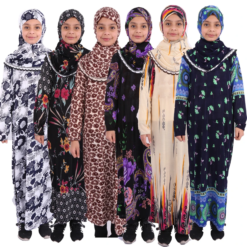Musulman Moda Hijab Abaya pentru Copii Fete de Rugăciune Îmbrăcăminte Rochie Arab din Dubai Islamic Caftan Halat de Ramadan Turcia de Culoare Aleatorii