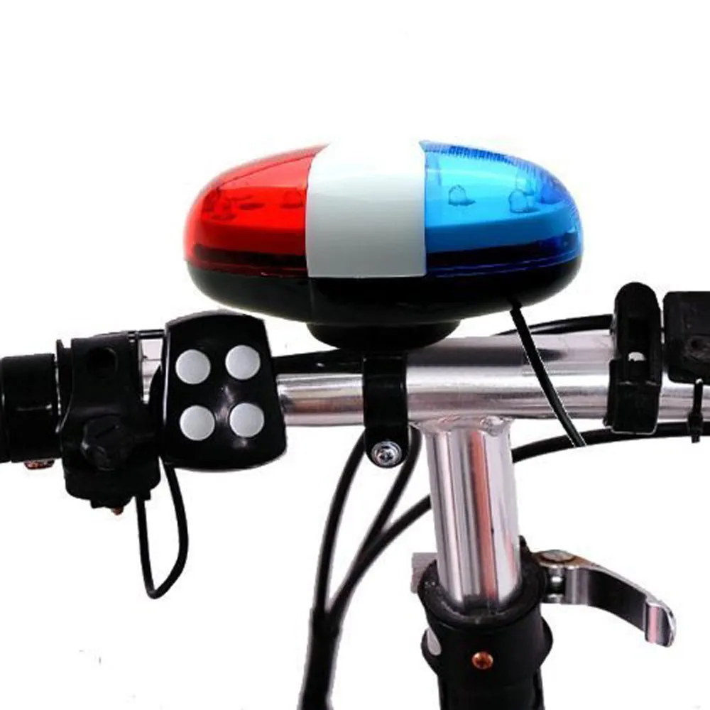 6 LED-uri 4 Sunete de Corn Inel de Clopot Mașină de Poliție Lumina Impermeabil Trompeta Pentru Biciclete de Noapte cu Bicicleta Echipamente de Siguranță, Lumina de avertizare #BL3