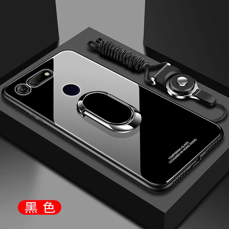 Pentru Huawei Honor V20 Caz Greu de Sticla Cu Suport de Magnet Inel de Protecție Capacul din Spate Caz pentru huawei honor vizualiza 20 shell