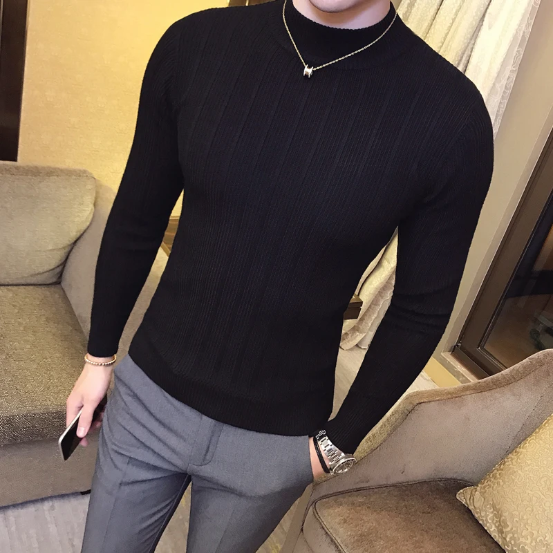 2020 Toamna și Iarna Noi de Mens de Moda de tip Boutique de Bumbac Culoare Solidă Gentleman Britanic Pulover Tricotate / Bărbați Casual Pulover Gluga