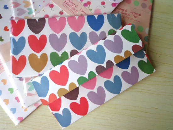 50pcs Ambarcațiuni DIY Plic Puncte Inima de Flori de Hârtie Plic Cadou pentru Card de Hârtie Letter 10 Modele se amestecă 18x9cm