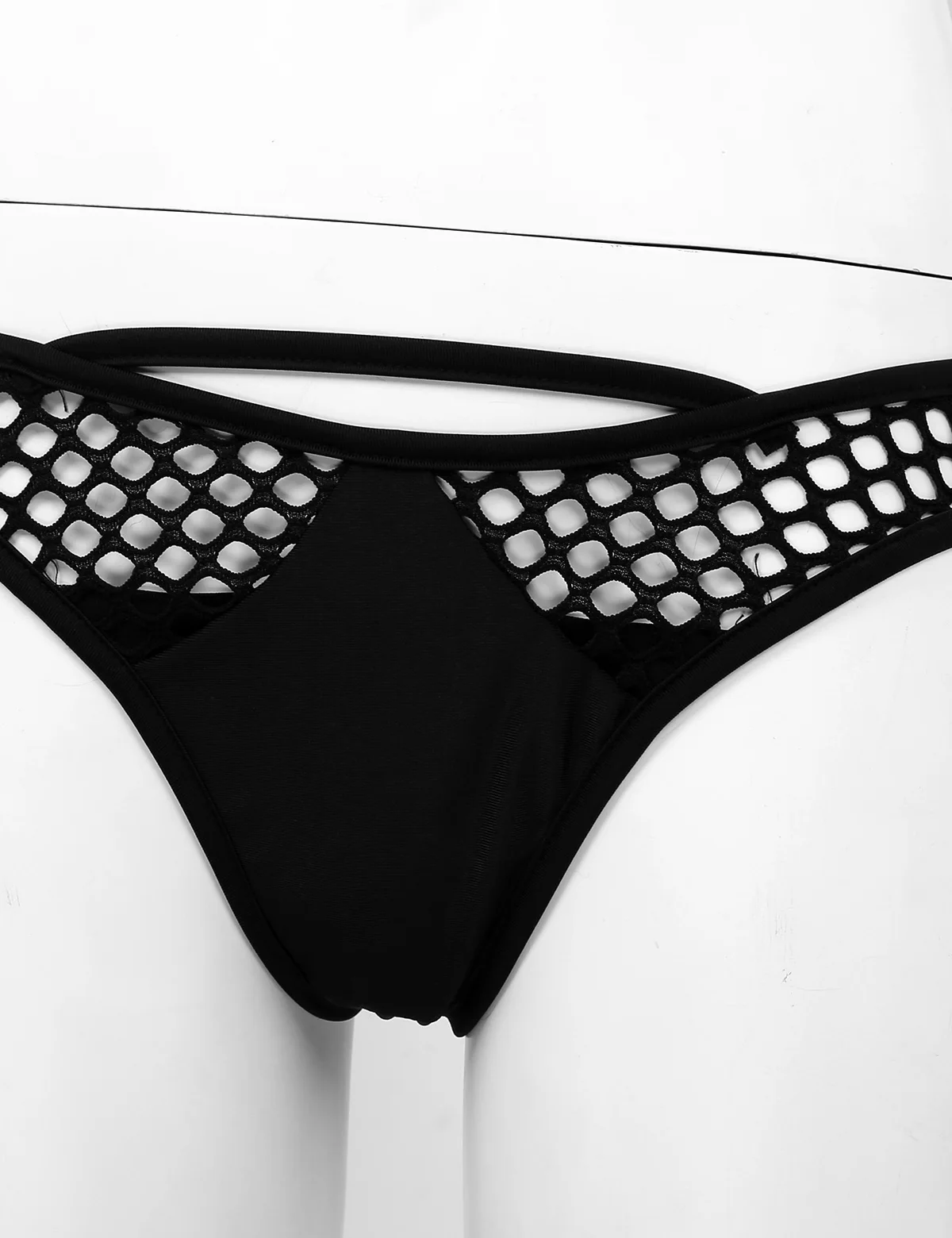 Femei Hollow Out Compensate Bikini Set de Lenjerie Scoop Gât Mâneci Scurte Topuri de Cultură Cu Bikini de Plaja Fishnet Costume de baie