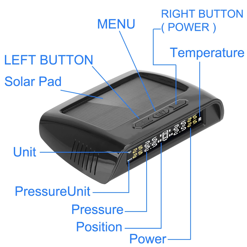 Camion TPMS LCD Wireless Presiunea în Anvelope Auto 6 Anvelope Solare Rulotă în Anvelope Sistemul de Monitorizare a Presiunii 6 Senzori