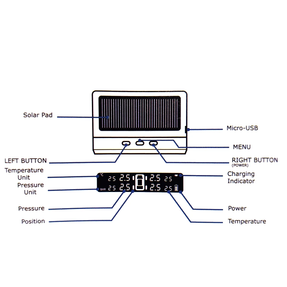 Camion TPMS LCD Wireless Presiunea în Anvelope Auto 6 Anvelope Solare Rulotă în Anvelope Sistemul de Monitorizare a Presiunii 6 Senzori