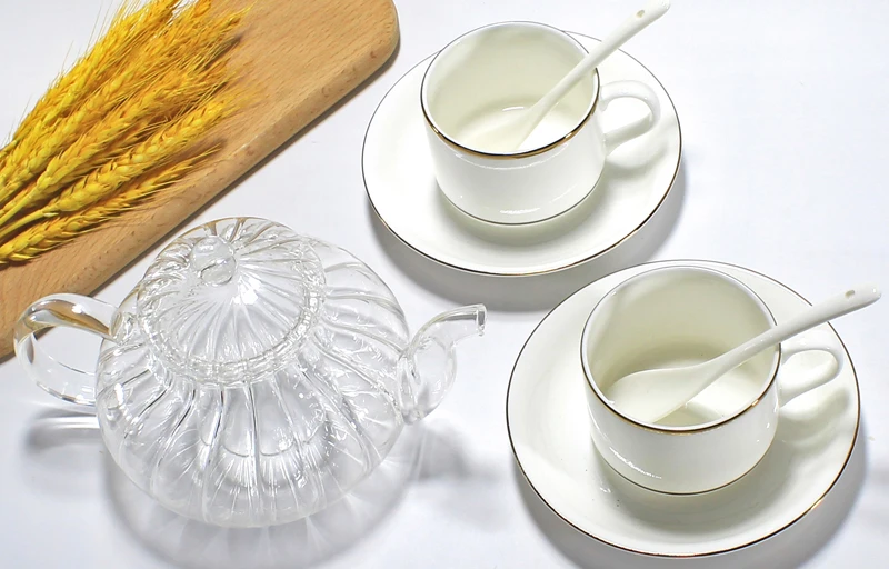 3pcs set de dovleac, pahar de ceai și bone china set de ceasca cafea cu farfurie, set de ceai de portelan pentru ceai după-amiază, serviciu de cafenea