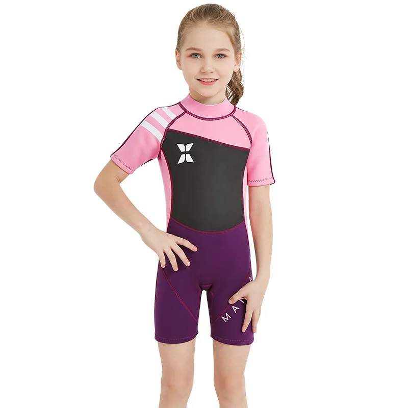 2019 Nou O Bucată de 2,5 MM Copiii Fata Maneci Scurte Scufundări Shorty Costum de Înot Costum de Surf Ține de Cald Protectie UV Costume de baie