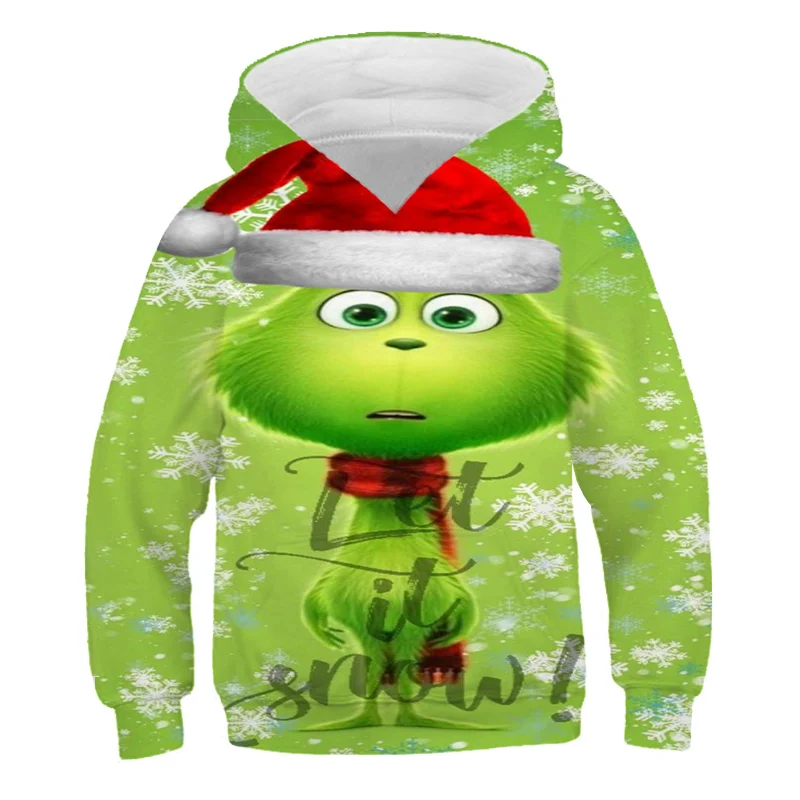 Haine pentru copii Grinch Hanorace 3D Plus Catifea Toamna Crăciun Iarna pentru Copii Tricou cu Mâneci Lungi Pulover de Toamnă Topuri