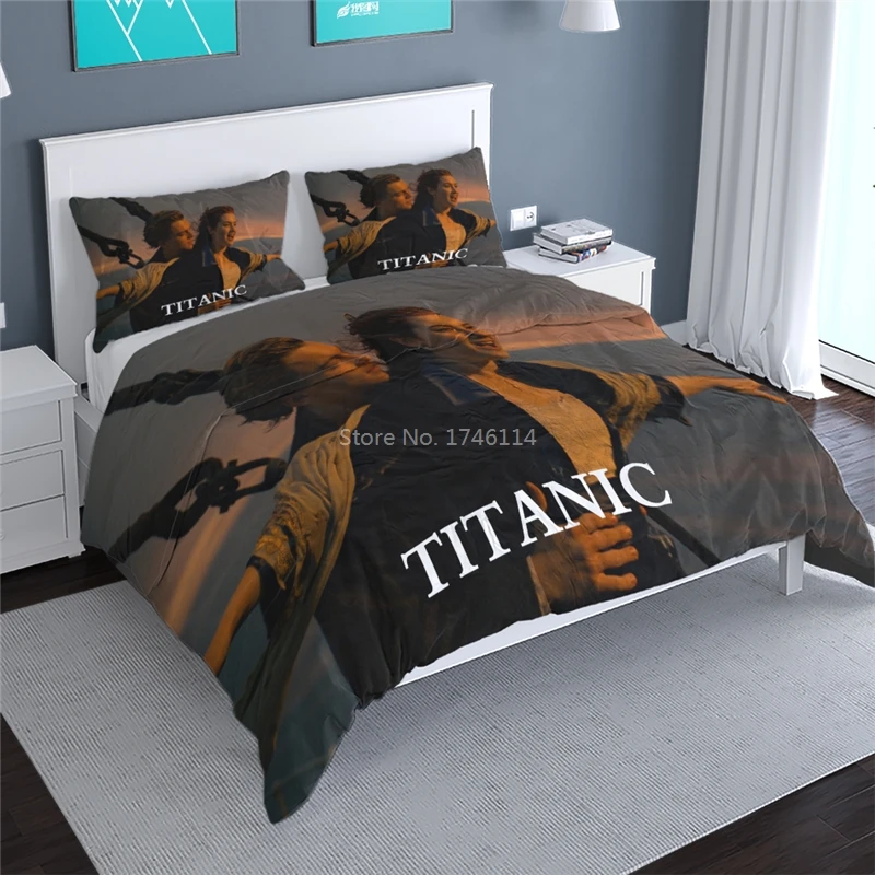 Titanic Jack și Rose Imprimate 3D Carpetă Acopere Stabilit Twin Plin Regina King Size Set de lenjerie de Pat Lenjerie de pat Textile de Casa pentru Fete Baieti