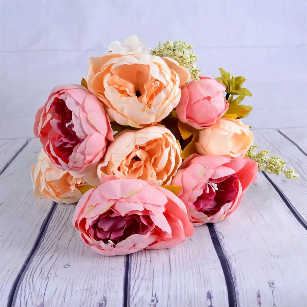 Bujori Flori Artificiale Albastru Roz De Mătase Bujori Buchet De Flori False Nunta Decor Acasă Bujor Floare Trandafir