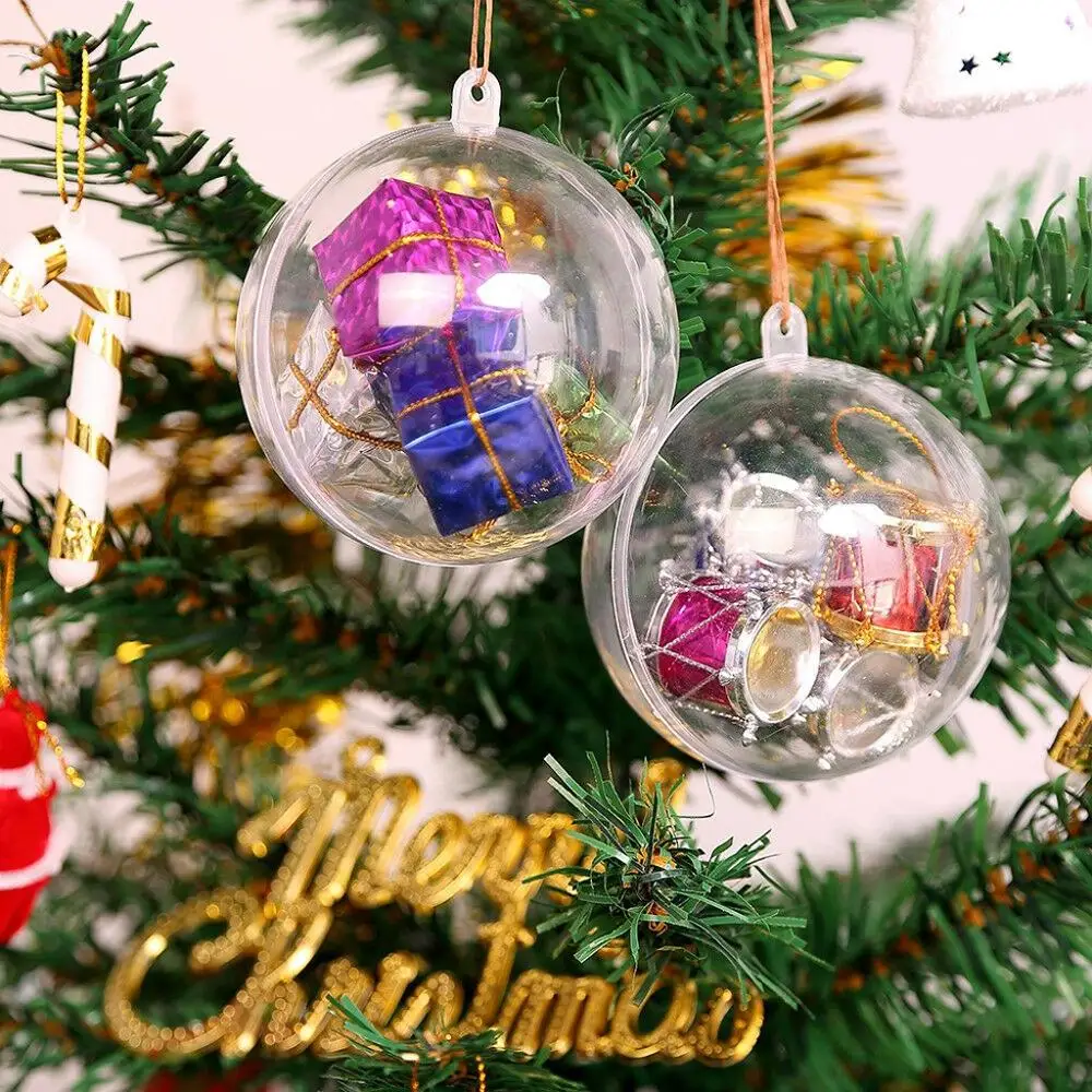 5pcs mare gol transparent minge de plastic transparent de plastic gadget-uri de Crăciun mic completabile decorare pom de Crăciun 20O18
