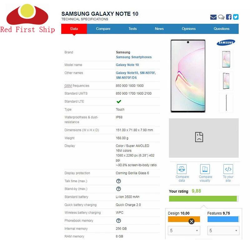 10buc/lot Pentru Samsung Galaxy Note 10 N970 Fata de Sticla Touch Screen Nota 10+ Plus N975 LCD Panoul Exterior Lentile de Reparare Parte