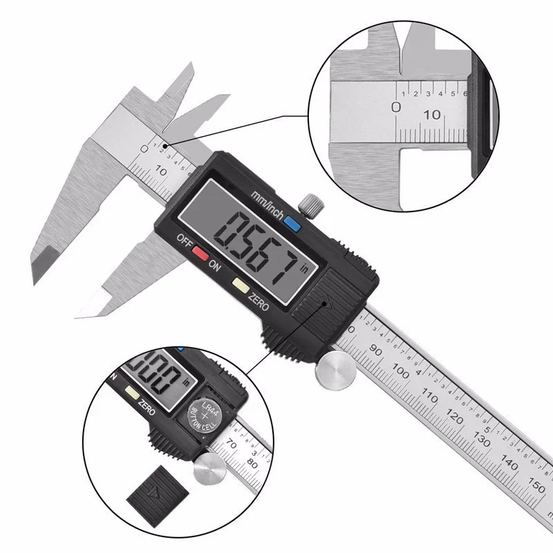 0~150 mm/200 mm/300 mm 0.01 mm Electronic Digital cu Vernier, Șublere de Oțel Inoxidabil Micrometru Instrumente de Măsurare Cu Ecran LCD