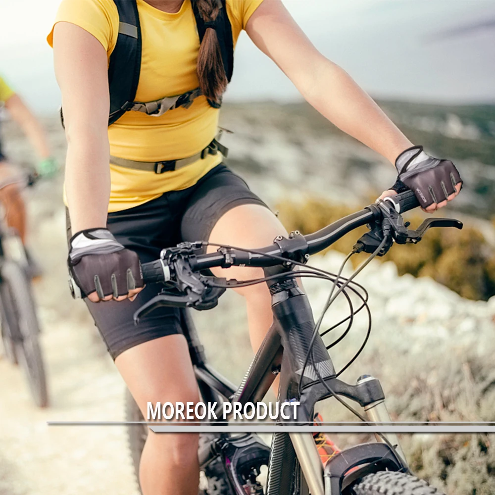 MOREOK în aer liber, Biciclete Road Biciclete Mănuși Deget și Jumătate 5MM Șoc-dovada SBR Bărbați Femei Sport, Mănuși Pentru Ciclism