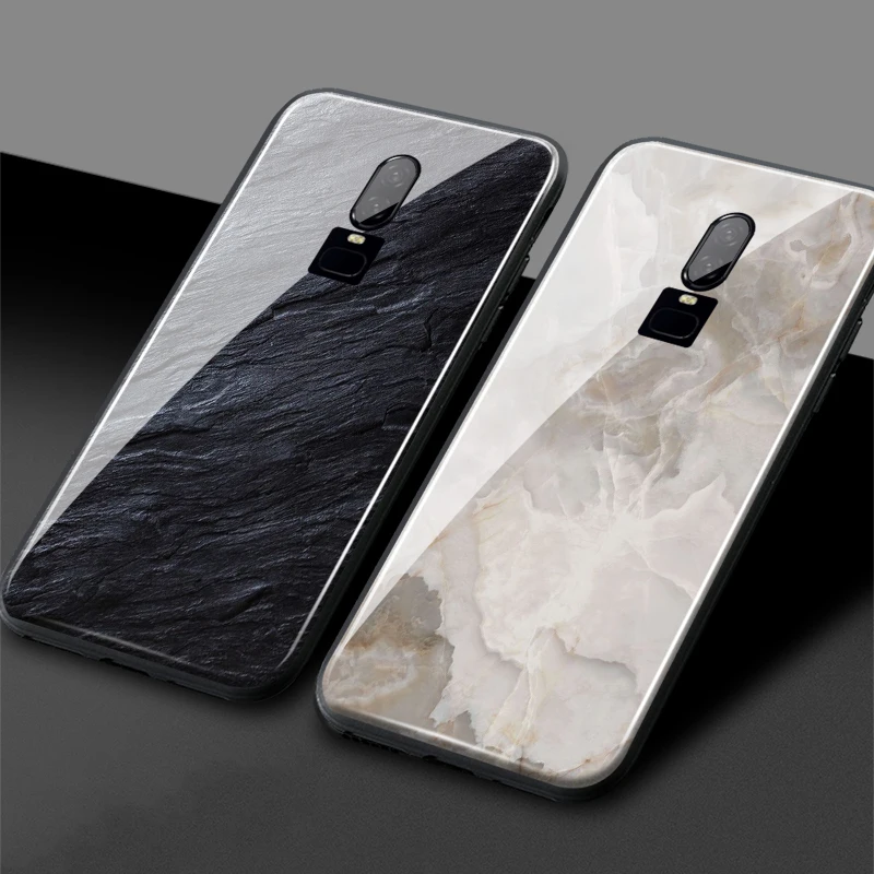 Aur negru de marmură, Plăci Ceramice Colorate Silicon Moale Sticlă Călită Telefon Caz Acoperire pentru OnePlus 6 6T 7T 7 8 Pro