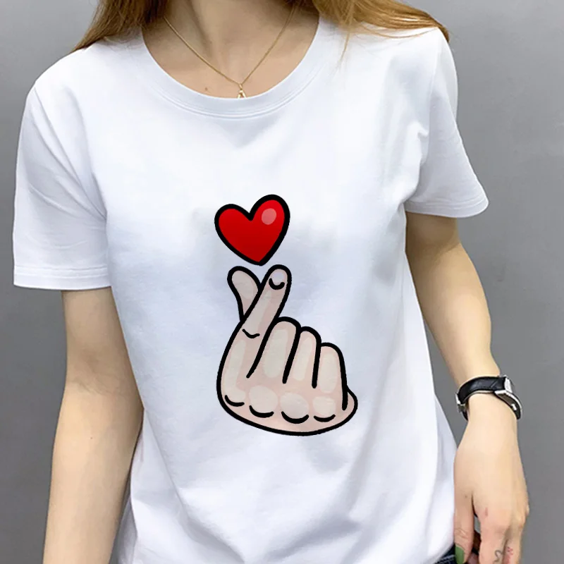 Noi vara Decât inima Tipărite tricou Femei Subțire secțiunea de dragoste de alba Top Femei T Shirt Harajuku Vară O-gat Femei de Îmbrăcăminte