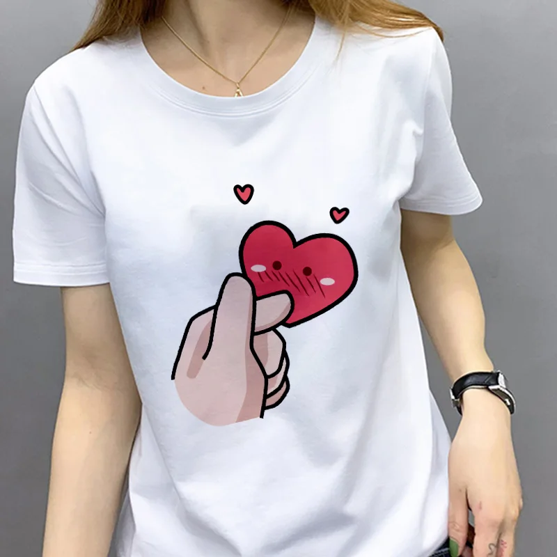 Noi vara Decât inima Tipărite tricou Femei Subțire secțiunea de dragoste de alba Top Femei T Shirt Harajuku Vară O-gat Femei de Îmbrăcăminte