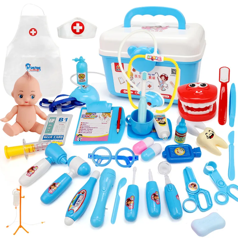 21-39pcs Pretinde Joc din Lemn Jucarii Medic Medicale Portabile Valiza Simulare Asistentă Medicală Kit de Casă, Jucării Pentru Copii Cadouri