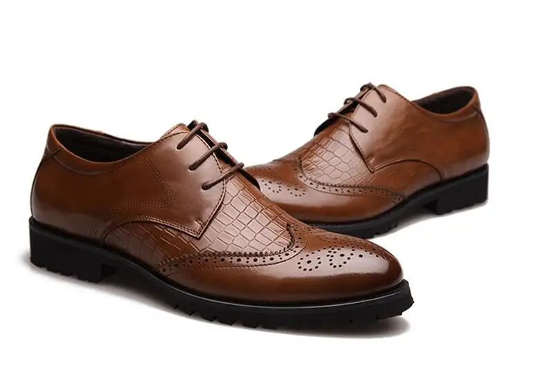 NOUL Brand Oxfords Barbati Pantofi Stil Britanic Sculptate Piele naturala Pantofi Barbati Pantofi Dantela-Up Bullock Oameni de Afaceri s-Apartamente