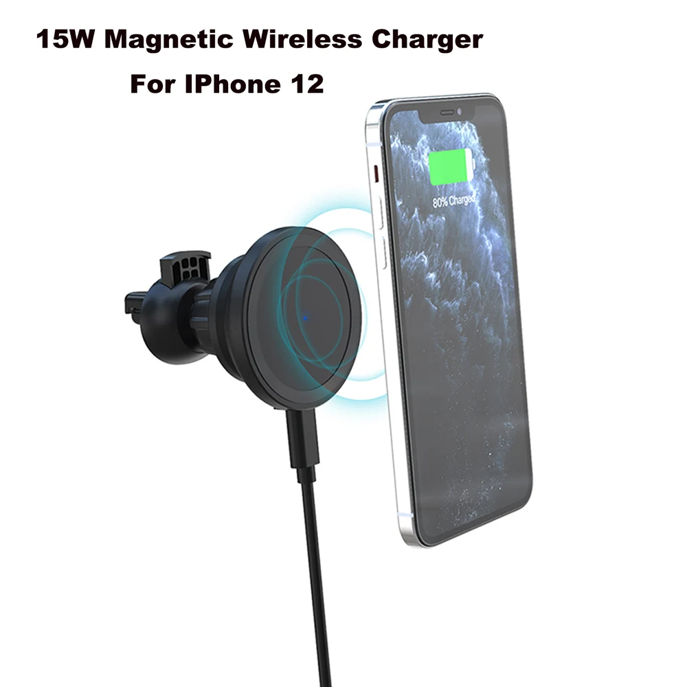 15W Magnet Wireless Încărcător Auto Pentru iPhone 12 Mini/12 Pro/12 Por Max Auto Suport de Telefon Qi de Repede Încărcătoare Wireless