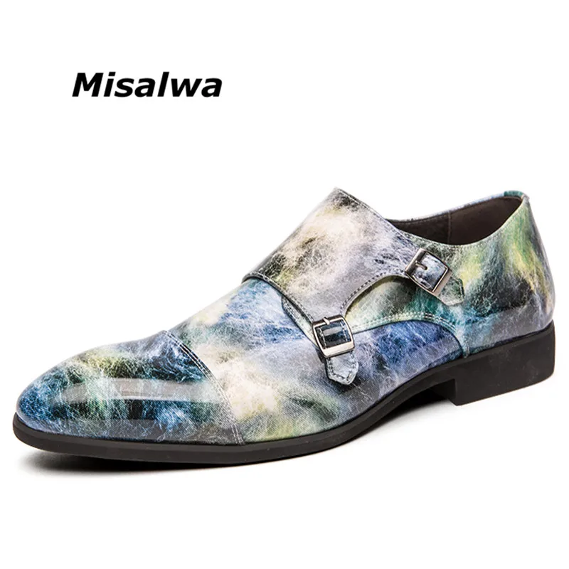 Misalwa Fulger Exploziv Model Unic Barbati PU Piele Pantofi Rochie Violet Albastru Călugăr Curea Formale Pantofi de Partid Plus Dimensiune 38-48