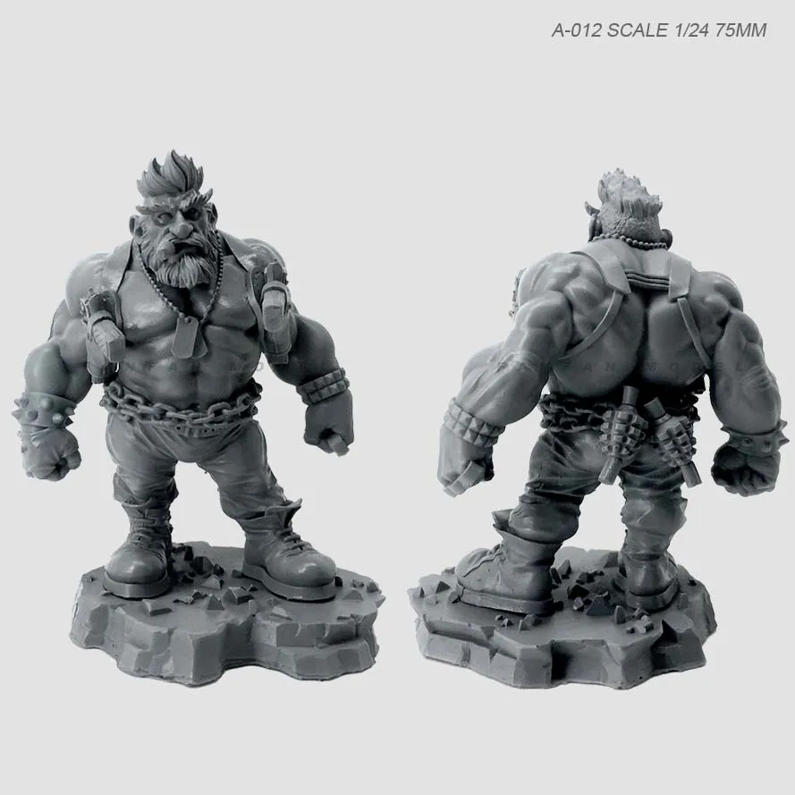 1/24 Figura Kituri (75mm) Qq Musculare Bărbați Dublu-cap Rășină Soldat Incolor Și Auto-asamblate-O-012