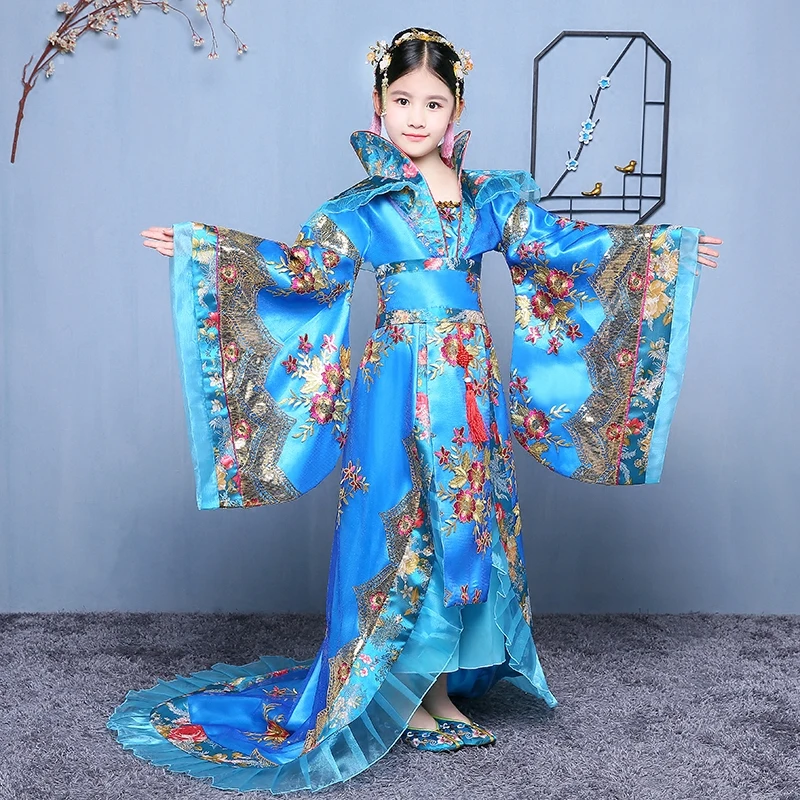 Tradițională Chineză Printesa Rochie De Vechi Copil Dinastiei Tang Dans Fată Costum Zână Scena Cosplay Îmbrăcăminte Orient Queen Tinuta