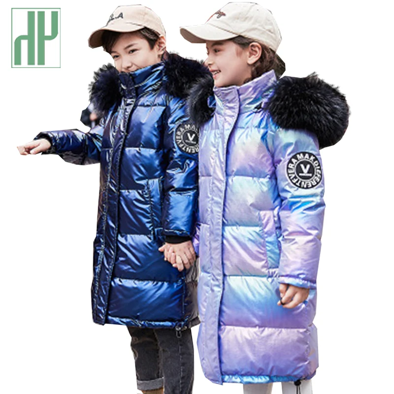 -30 rusă Baieti geaca de iarna pentru fete Copil Adolescent Îmbrăcăminte exterioară impermeabilă strat hanorac copii haine blana naturala snowsuit