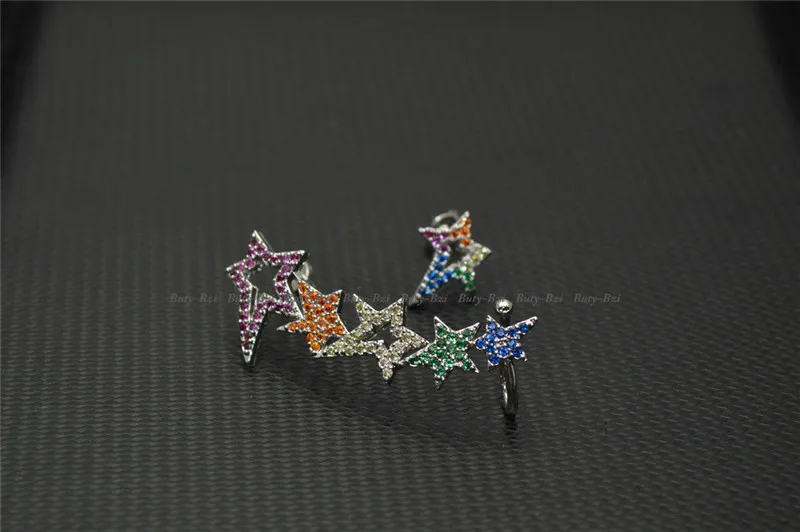 Populare Pavate Colorate CZ Margele Placare cu Metal Romantic Stele Meteor Cercei Lungime Reglabilă Femei Partid de Bijuterii Cadou