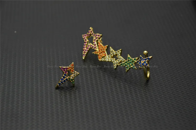 Populare Pavate Colorate CZ Margele Placare cu Metal Romantic Stele Meteor Cercei Lungime Reglabilă Femei Partid de Bijuterii Cadou