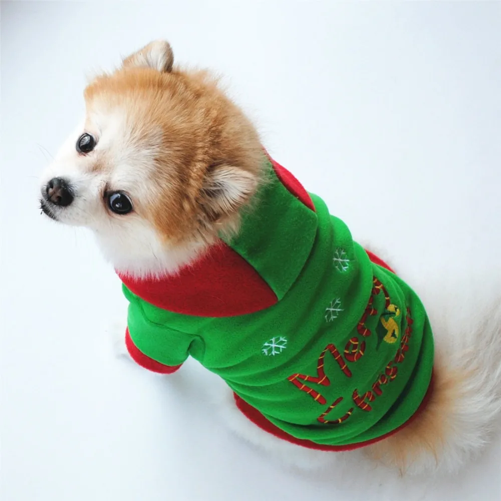 Pet puppy Crăciun Gros cu glugă haina caine jacheta fleece toamna iarna cald bumbac câine haină pentru câini de talie mică de anul nou animal de companie haine