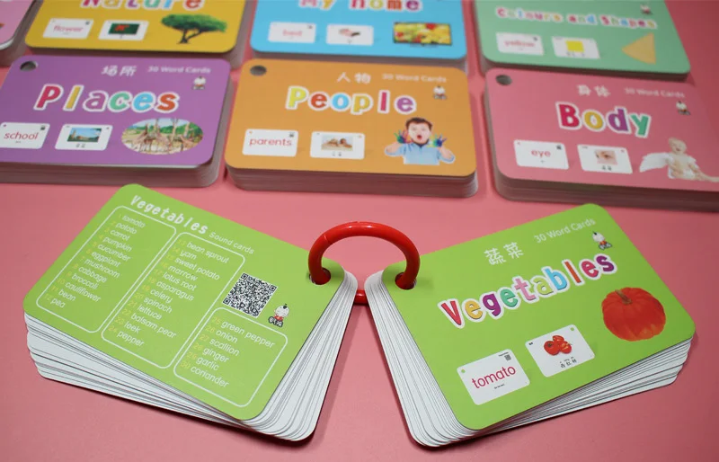 30buc/set copiii Montessori Educativos Copii de Învățare Distractiv engleză Cuvântul Cartonașe Copilul de Învățământ limba engleză carte de joc de masă