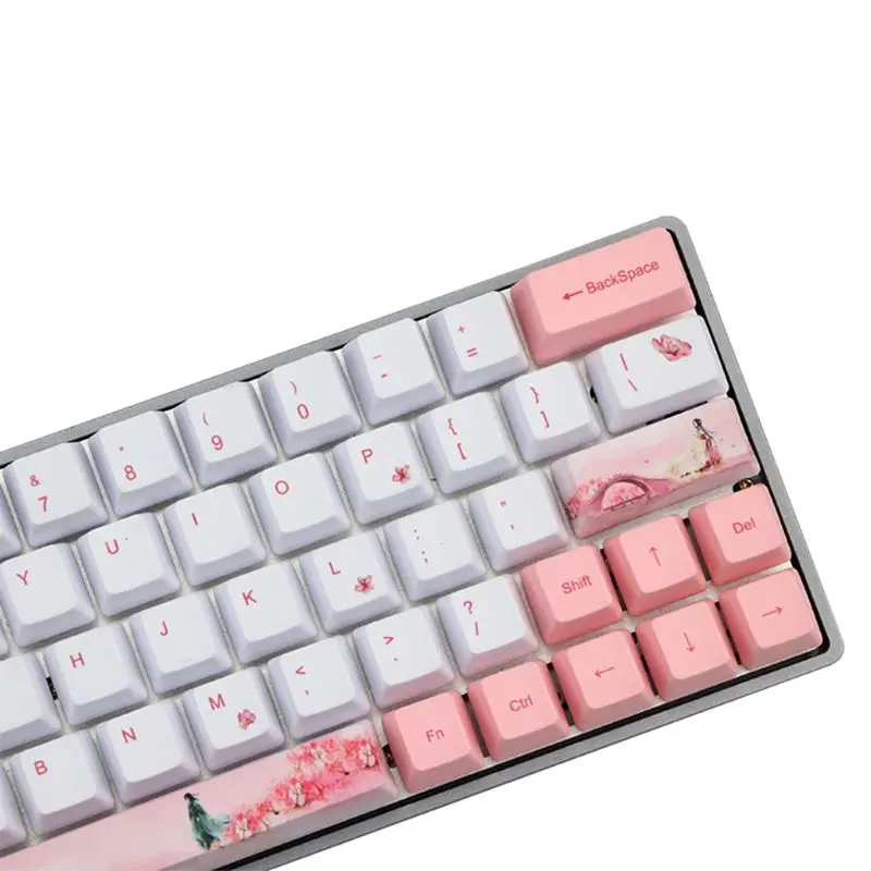 Sakura Sublimare Tastatură Drăguț Keycap PBT OEM Profil Tastă Pentru GH60 GK61