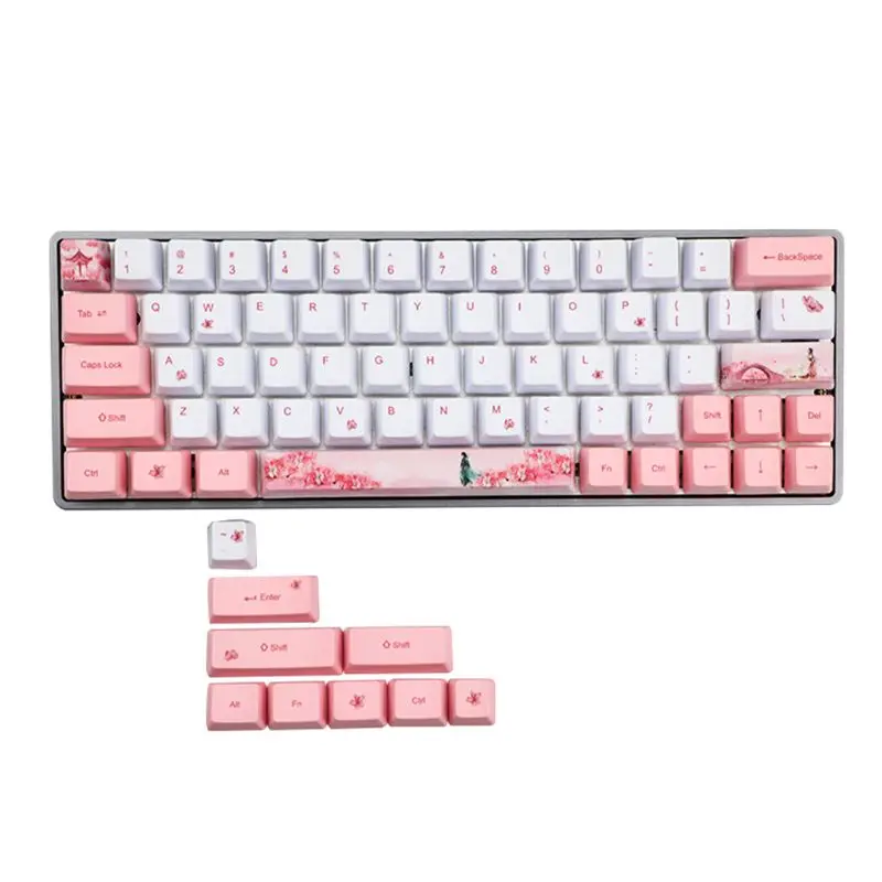 Sakura Sublimare Tastatură Drăguț Keycap PBT OEM Profil Tastă Pentru GH60 GK61