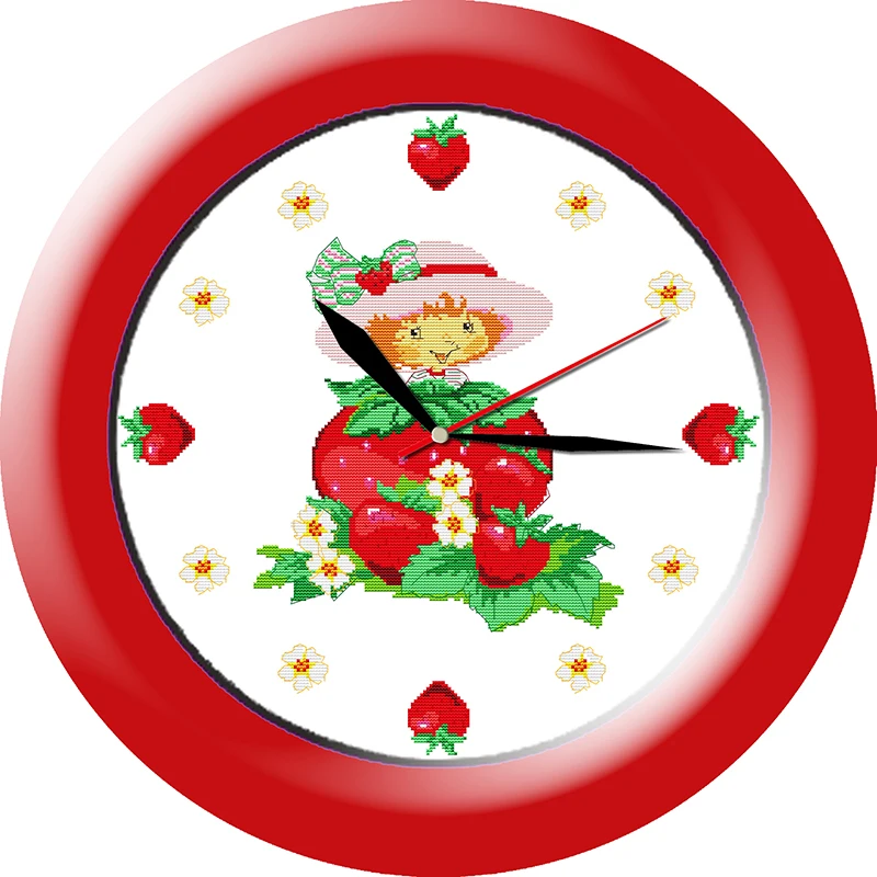 Strawberry clock goblen kit 14ct 11ct conta panza de imprimare ceas de perete cusaturi de broderie manual DIY manual