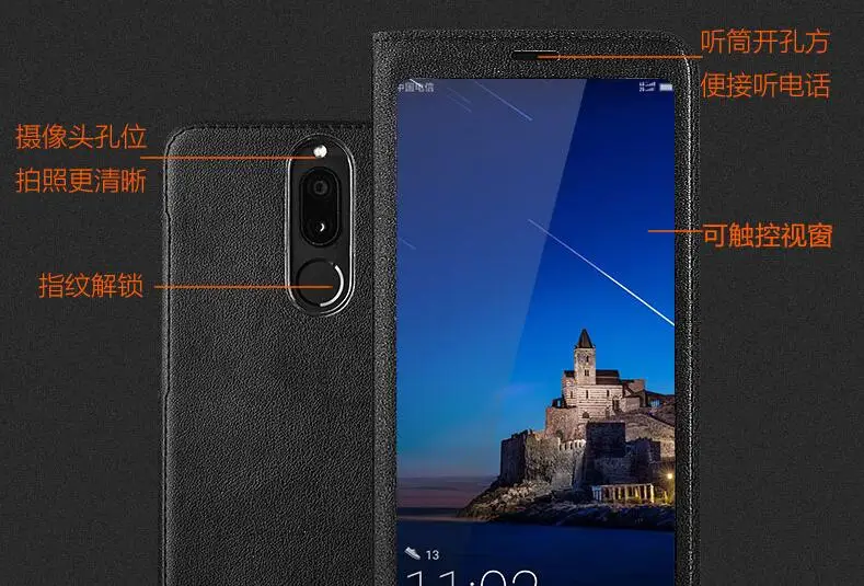 Huawei mate 10 lite Caz complet fereastra de vizualizare flip cover fundas pentru huawei nova 2i / Mate 10 Lite original 5.9 inch telefon inteligent cazul