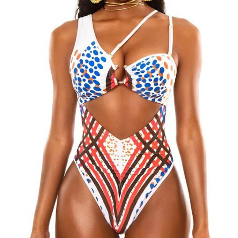 AGOUTI de Imprimare de Mare Talie Asimetric dintr-O Bucata costum de Baie 2020 Femei Costume de baie Femei face baie Gol Afară de Costum de Baie Monokini