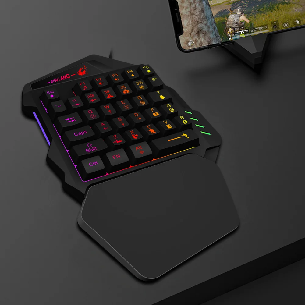 Într-o mână Mecanică Simt Tastatură de Gaming cu iluminare RGB USB Cablu Mini Tastatura Gaming Controller de Joc pentru PC PS4 Xbox PUBG Gamer