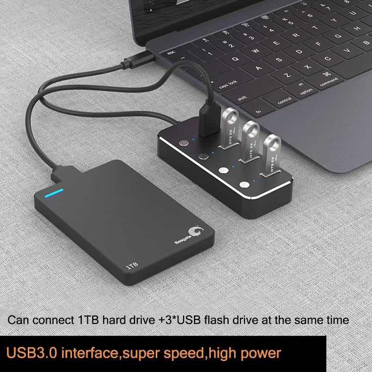 Aliaj de aluminiu 4-Port Hub USB 3.0 Sub-control Switch HUB 30/60/120cm Cablu de Pana la 5Gbps Splitter Pentru Multi USB Desktop Laptop
