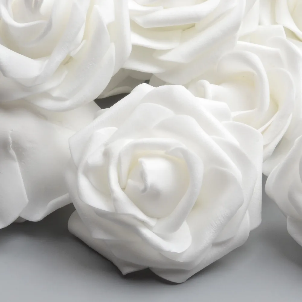 50pcs 7cm Artificiale Spuma PE Trandafiri Albi Flori Pentru Acasă Decorare Nunta DIY Scrapbooking Fals manual de Capete de Flori
